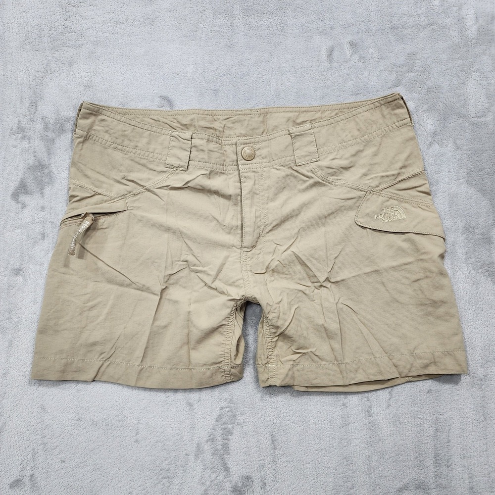 The North Face Shorts Womens 10 Tan Nylon Hiking Quick‎ Dry Stow Pocket Outdoors